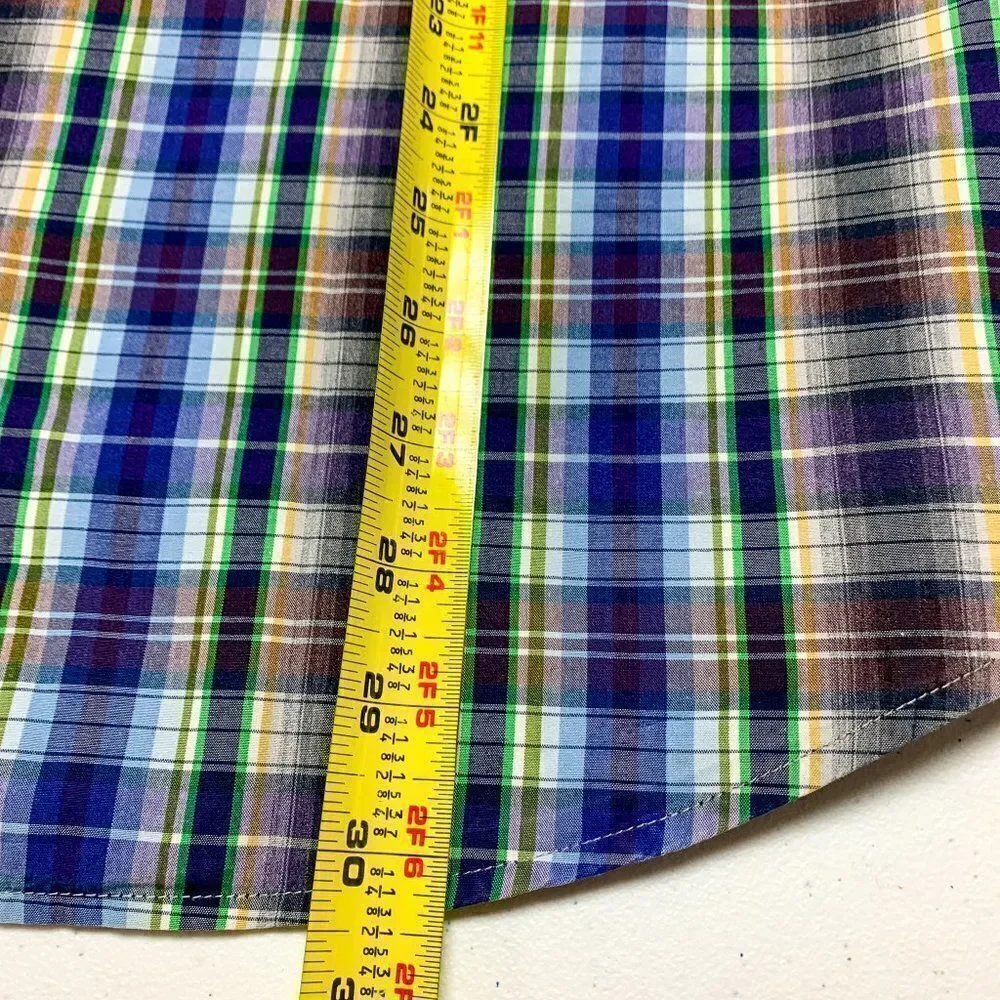 Banana Republic Shirt Mens Large Blue Brown Plaid Business‎ Casual Outdoor Camp